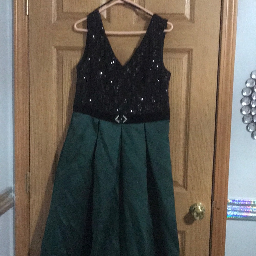 Green and black prom dress